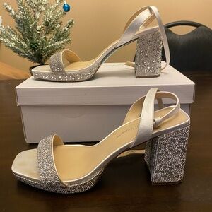 Elegant Silver Block Heel Sandals